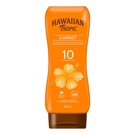 Protector solar Hawaiian Tropic Tanning Carrot Lotion 10FPS en loción 240mL