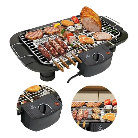 Churrasqueira Eletrica Salsichas De Churrasco Bife Grelhado Preto 127v