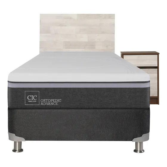 Box Spring Ortopedic Advance 1.5 Plazas + Set Legno