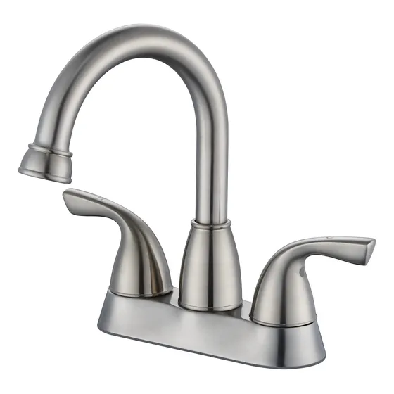 Grifo Lavabo Baño 2 Asa Niquel Cepillado Centro Laton