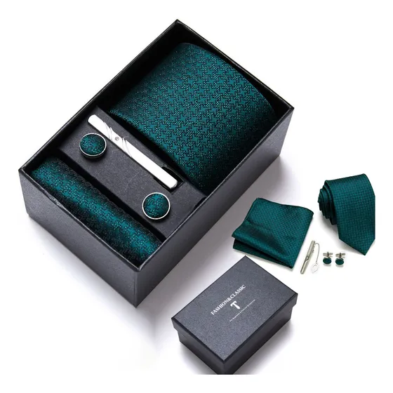 Corbata Clips Pañuelo Mancuernillas Conjunto Para Hombre Set