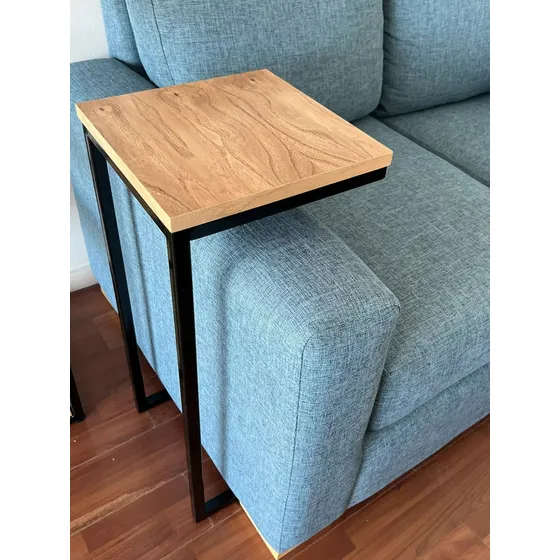 Mesa Auxiliar De Arrime, Sillon, Cama Estilo Industrial. Negro