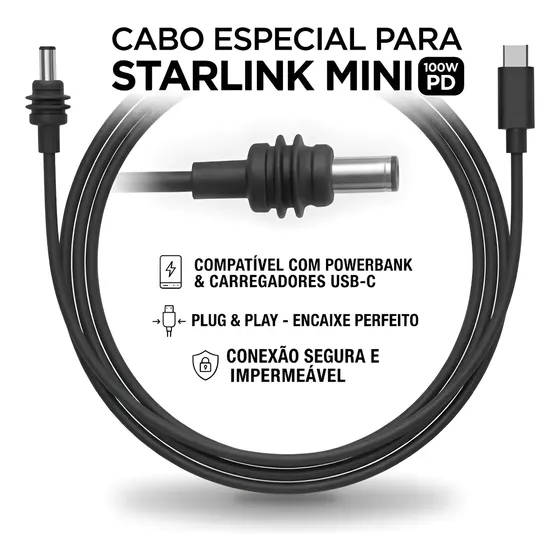 Cabo Para Starlink Mini 100w Antena Usb-c Powerbank V4