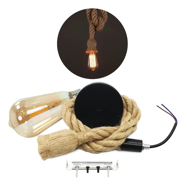 Soquet Colgante Soga Vintage Yute 1m + Foco Edison 10w