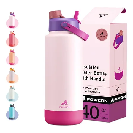 Powcan Garrafa Térmica 1200ml Bebidas Tampa E Canudo 2 Em 1