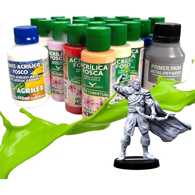 Kit De Pintura Para Iniciantes - Acrilex + Miniatura - Rpg
