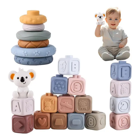 Juego De Anillos De Bloques De Construcción Apilables Suaves