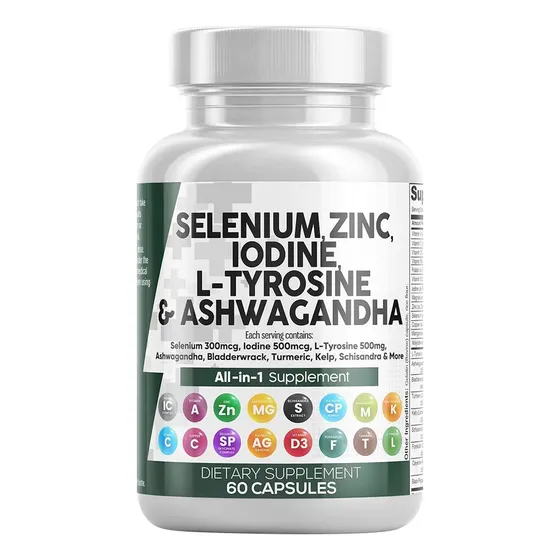 Suplementos De Selênio, Zinco, Iodo, L-tirosina E Ashwagandh
