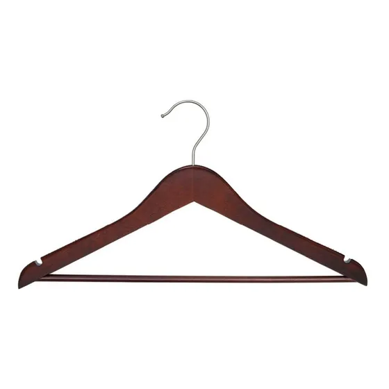 Ganchos De Madera Para Ropa C/barra Antideslizante Caja X 24