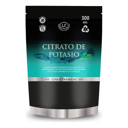 Citrato De Potasio Puro X 300 G. Libre De Gluten Y Lactosa