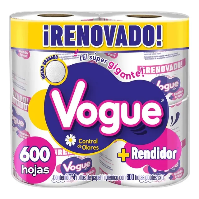 Papel Higiénico Vogue 4 Rollos 10 Paquetes 600 Hojas C/u