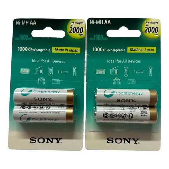 Kit 4 Pilhas Recarregáveis Aa Sony 2000 Mah Nh-aa-b2kn