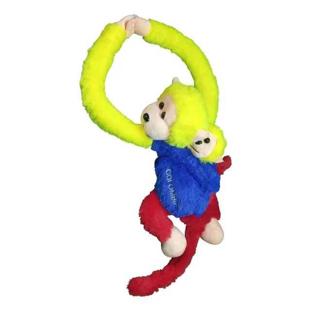 Peluche Mono Que Abraza Bordado Colombia Souvenir Con Sonido