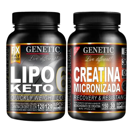 60 Días Lipo 6 Keto Quemagrasa Creatina Micronizada Genetic
