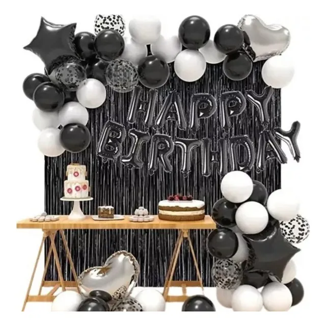 Decoración De Globos Tonos Negros Y Blancos Para Hombre