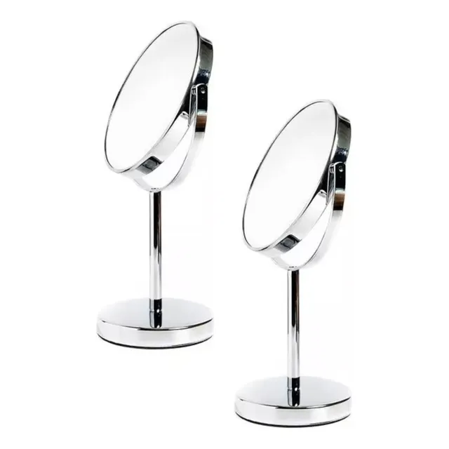 Kit 2 Espelhos De Mesa 33cm Maquiagem Zoom 5x Aumento