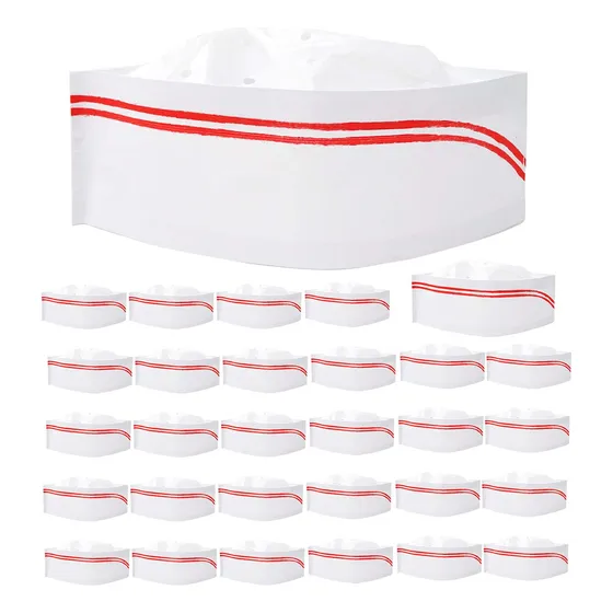 50 Tapas De Papel Desechables, Gorro De Chef Para Fiesta De