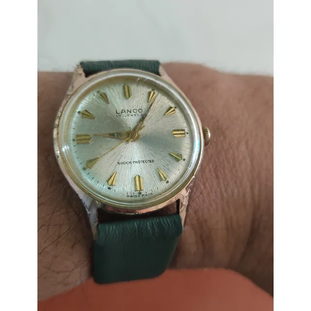 Antiguo Reloj Lanco Suizo 17 Rubíes Chapado Oro Año 1950