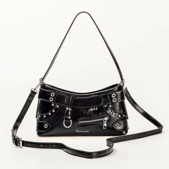 Cartera Mujer Mini Bolso Eco Cuero Urbano Negro Negro