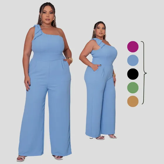 Macacão Longo Casamento Madrinhas Plus Size Soltinho Luxuoso