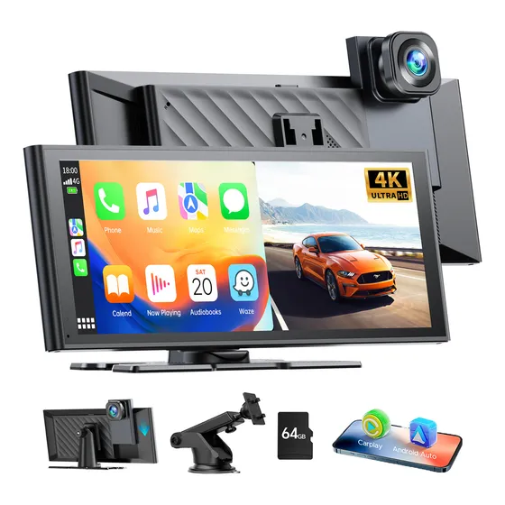 Estéreo Coche Portátil Inalámbrico 10.26 Dashcam 4k Cámaras