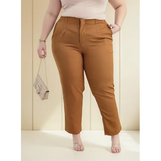 Calça  Plus Size Calça Social Plus Size Cintura Alta Emilia