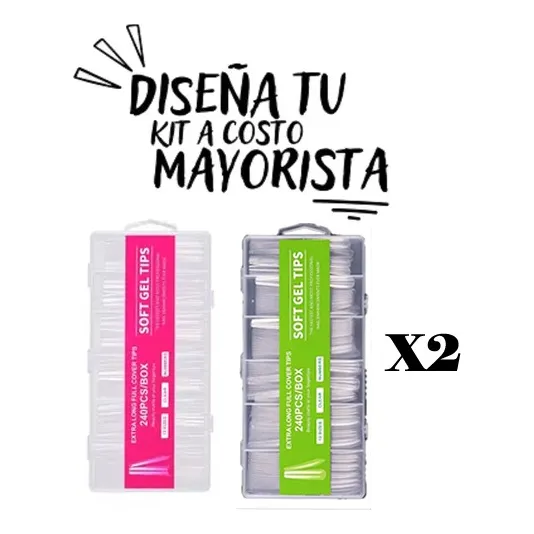 Set 240 Soft Gel Tips Uñas Mega Estuche