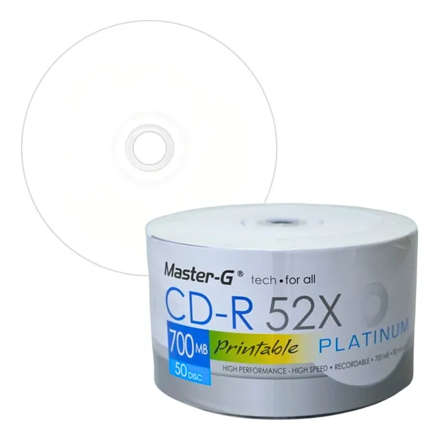 Disco Virgen Cd-r Master-g Imprimible De 52x Por 50 Unidades