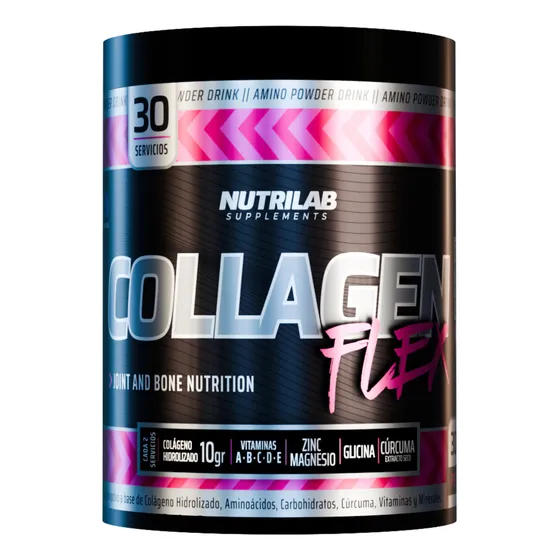 Suplemento En Polvo Colágeno Nutrilab Collagen Flex 300gr Sabor Naranja Dulce