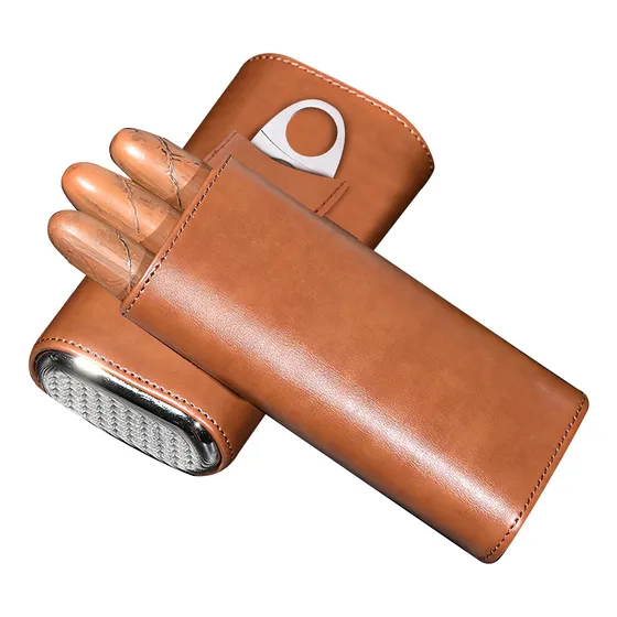 Purera Estuche Porta Puros Incluido Piel Acero