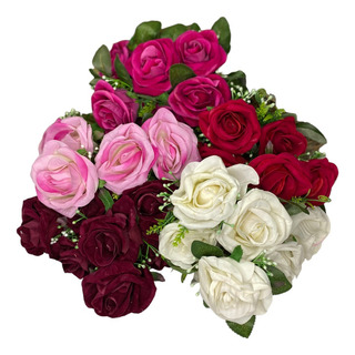 Buquê De Rosa Aveludada Grande Artificial Com 7 Flores Buquê De Rosa Aveludada Grande Artificial Com 7 Flores