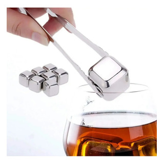 Kit 8 Cubo De Gelo Aço Inox Reutilizável C/ Pegador Whisky Kit 8 Cubo De Gelo Aço Inox Reutilizável C/ Pegador Whisky