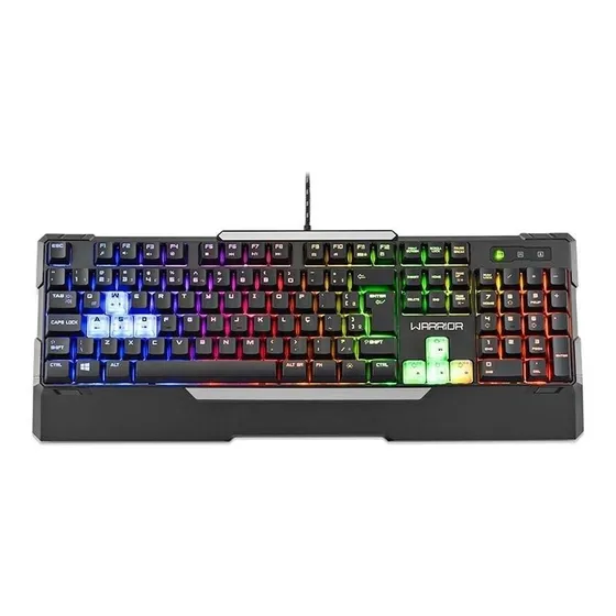 Teclado semimecânico para jogos Warrior Tc208 Wakiza, cor do teclado: preto, idioma português do Brasil