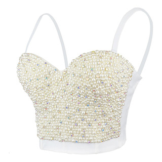 Top Sexy Bordado Con Perlas Color Blanco Top Sexy Bordado Con Perlas Color Blanco