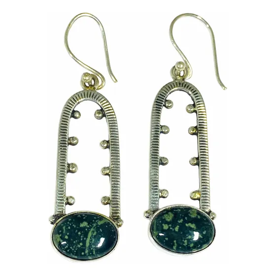 Aros Plata 925 Cuarzo Jaspe Cocodrilo Kambaba 100% Natural