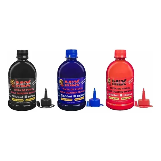 Tinta Para Pincel De Quadro Branco 3 De 500 Ml + Bico