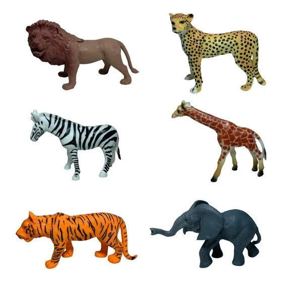 6 Animais Savana África Selvagem Zebra Elefante Leão Girafa