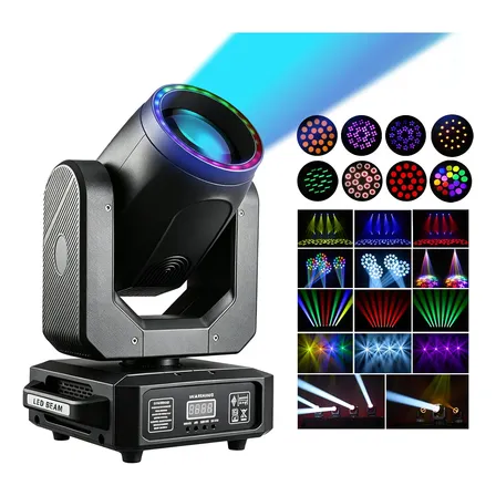 Moving Head Beam 300w Rgbw Com Prisma E Gobo Giratório Dmx 127/220v