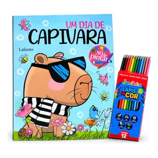 Kit Livro Capivara + Lápis De Cor 12 Cores Infantil