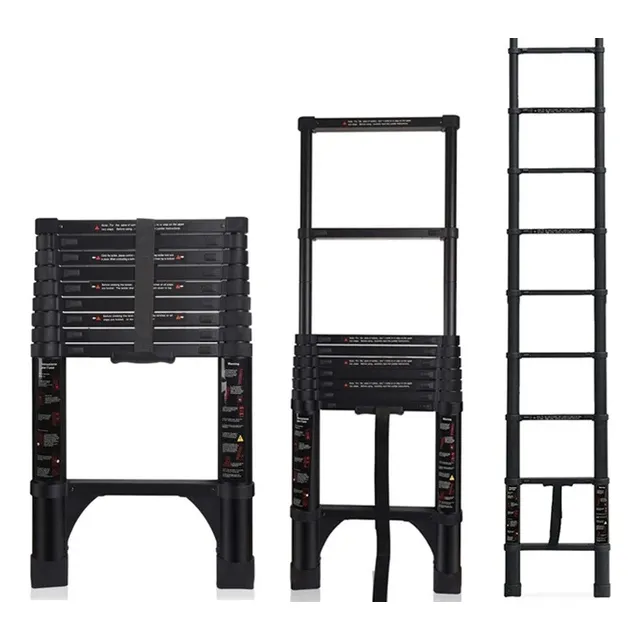 Escalera Aluminio Plegable Telescópica Retráctil 9 Peldaños
