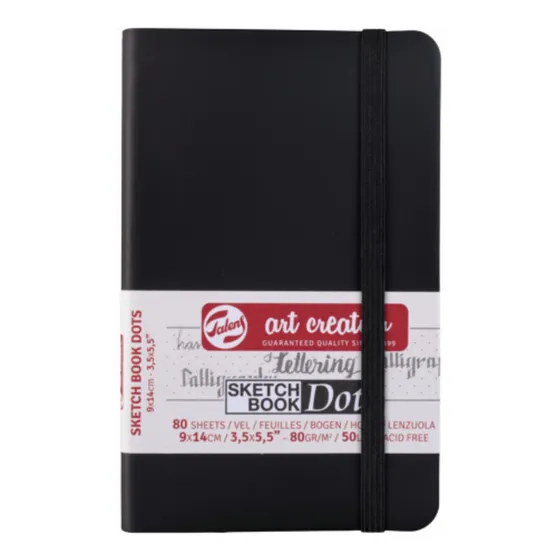 Libreta Art Creation Negra 9x14cm 80gr 80hjas.con Puntos Color Negro