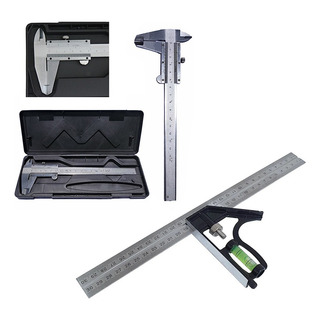 Esquadro Combinado C/ Nível + Paquímetro De Aço 6pol. Charbs Esquadro Combinado C/ Nível + Paquímetro De Aço 6pol. Charbs
