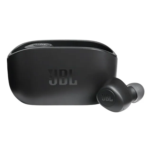 Auriculares in-ear gamer inalámbricos JBL Wave 100TWS JBLW100TWS black con luz LED