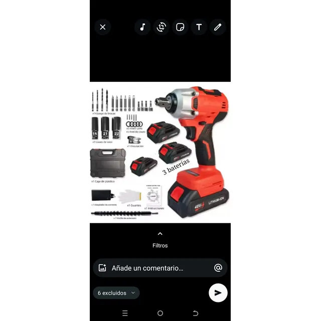 Taladro De Impacto Inalámbrico De 48v, De Color Rojo Y Negro