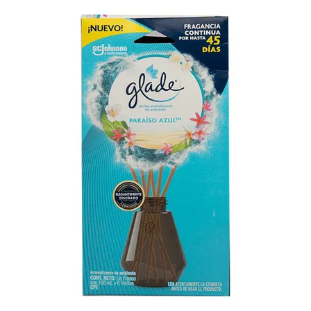 Aromatizante Glade® Paraíso Azul 100 Ml y 6 varitas