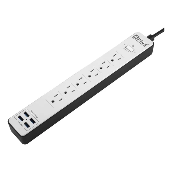Protector De Voltaje 15a 6 Salidas Y 4 Ptos Usb, Cable 1.8m