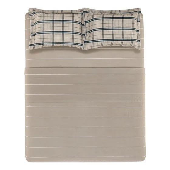 Juego De Sábanas Queen Karsten 200 Hilos 100% Algodón Soft Color Beige Diseño De La Tela Hector