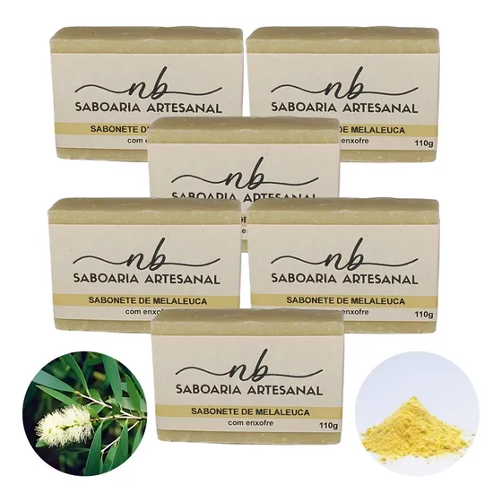 Kit 6 Sabonete Bactericida Melaleuca E Enxofre Trata Acne
