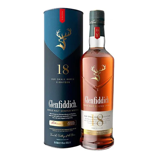 Whisky Glenfiddich Single Malt 18 Años, 750cc Con Estuche