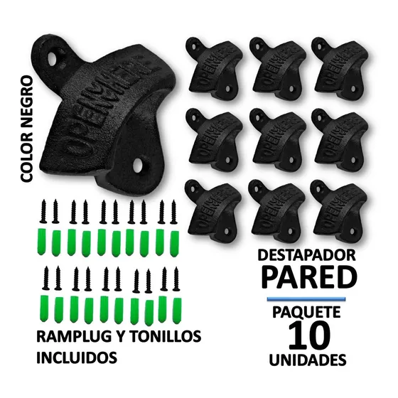 Destapador De Pared Metalico Negro